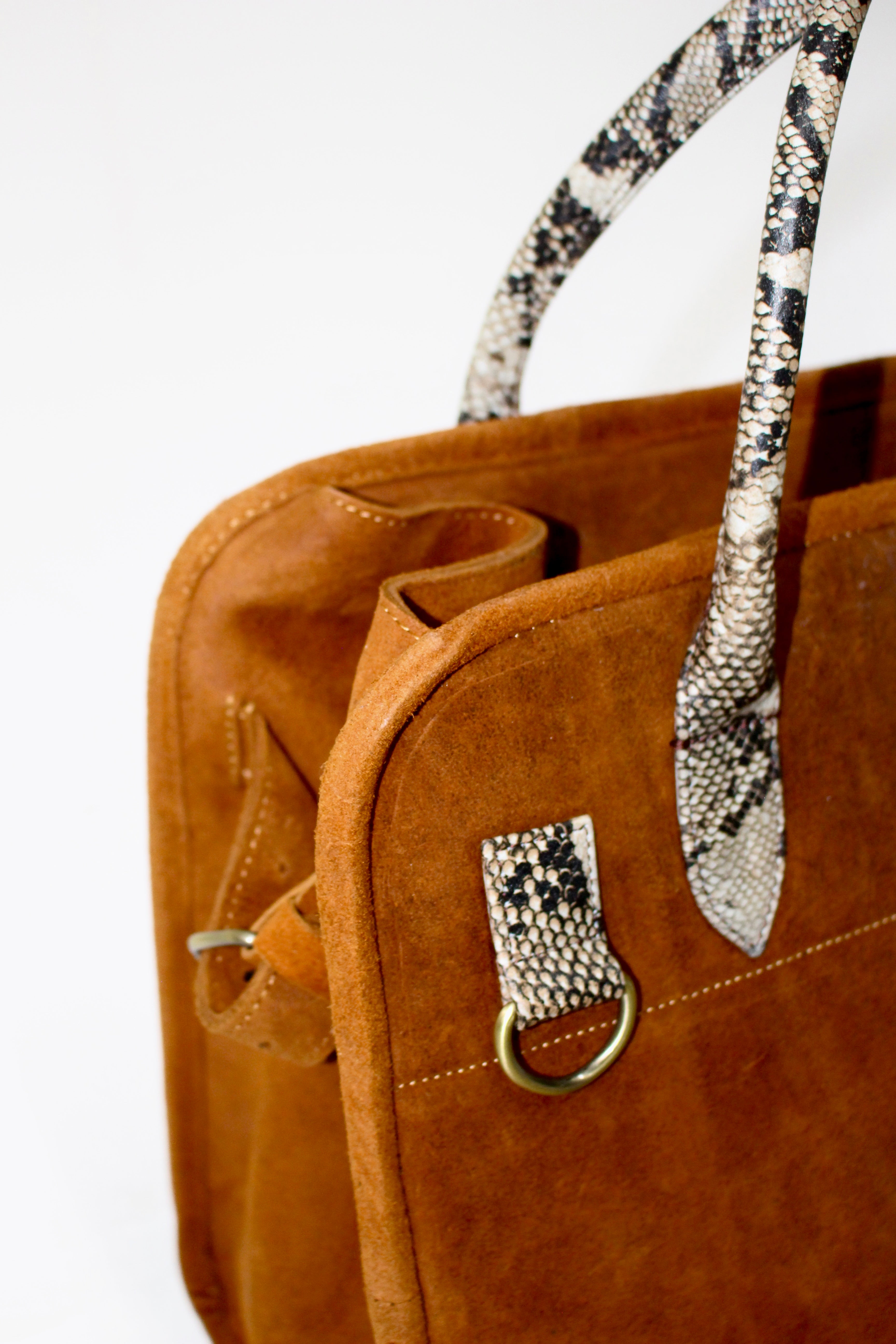 Elaine Suede Purse: Brown