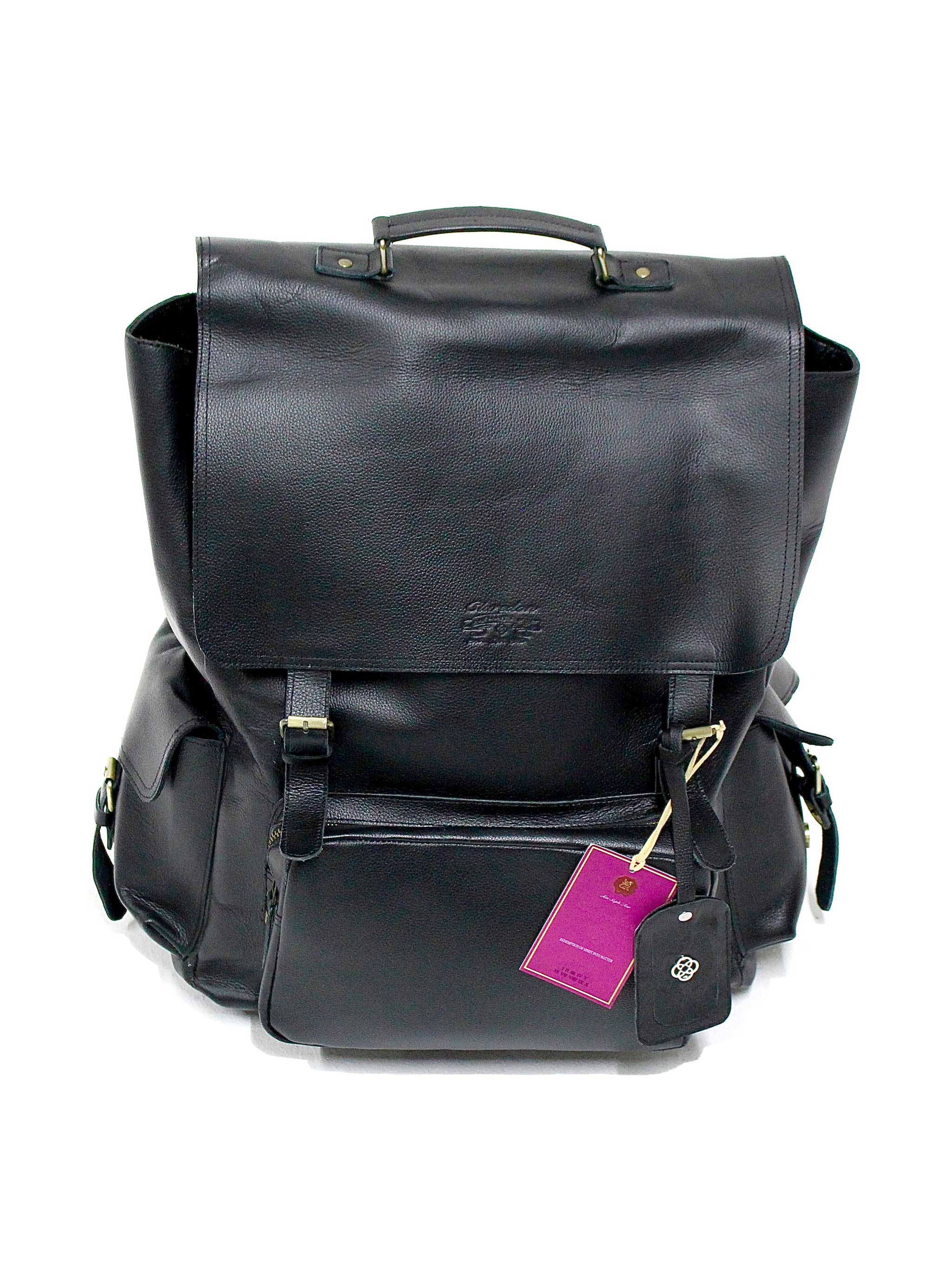 Oversized Leather Valise: Black