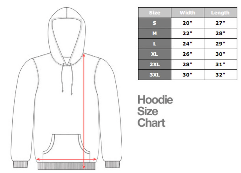 Size chart for Original Claredon Hoodie (Limited)